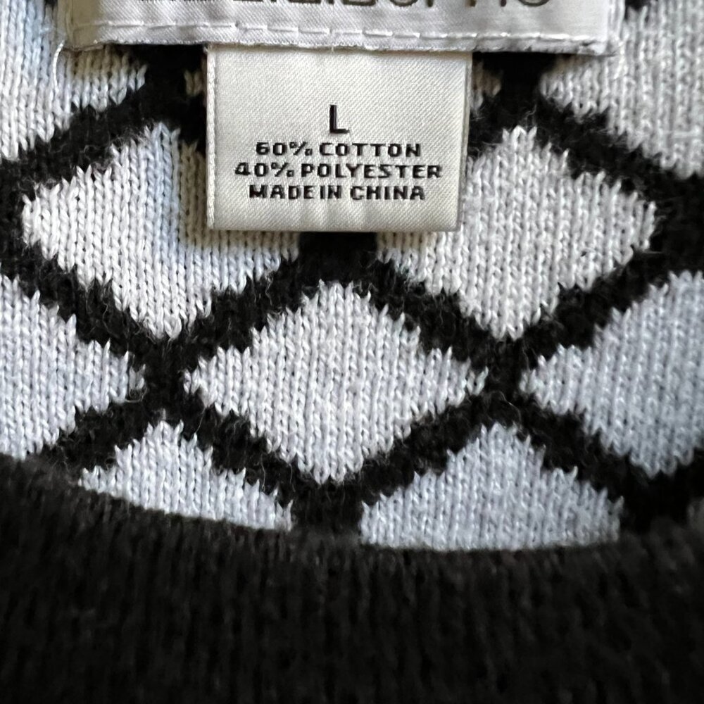 Liz Claiborne Black and White 3/4 Length Sleeve Sweater Size M - Picture 4 of 5